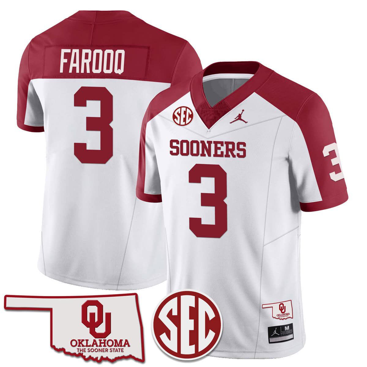 Men Oklahoma Sooners #3 Farooq White 2024 SEC Patch Vapor Premier Limited NCAA Jersey style 1->ncaa teams->NCAA Jersey